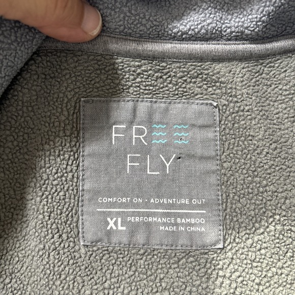 FREE FLY~ Gray Fleece Pullover Performance Bamboo Sweatshirt Snap Mock Neck~ XL - Picture 8 of 10
